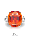 SLAETS Verlovingsringen VERKOCHT Orange Mandarin Garnet with Diamonds, 18Kt White Gold Trilogy Ring  (horloges)